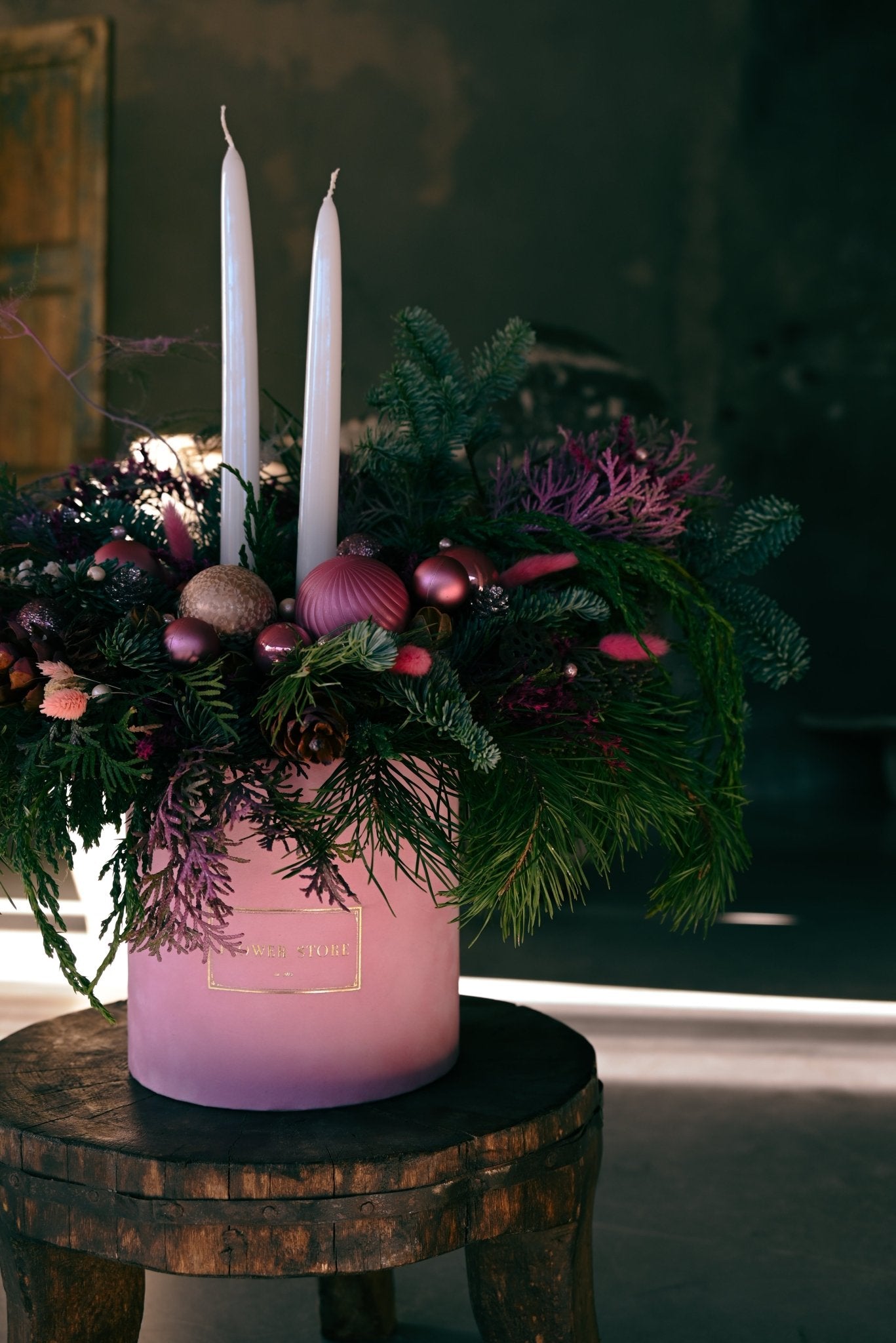 Stroik świąteczny Magicznie różowe święta - kwiaty Flower Store Warszawa