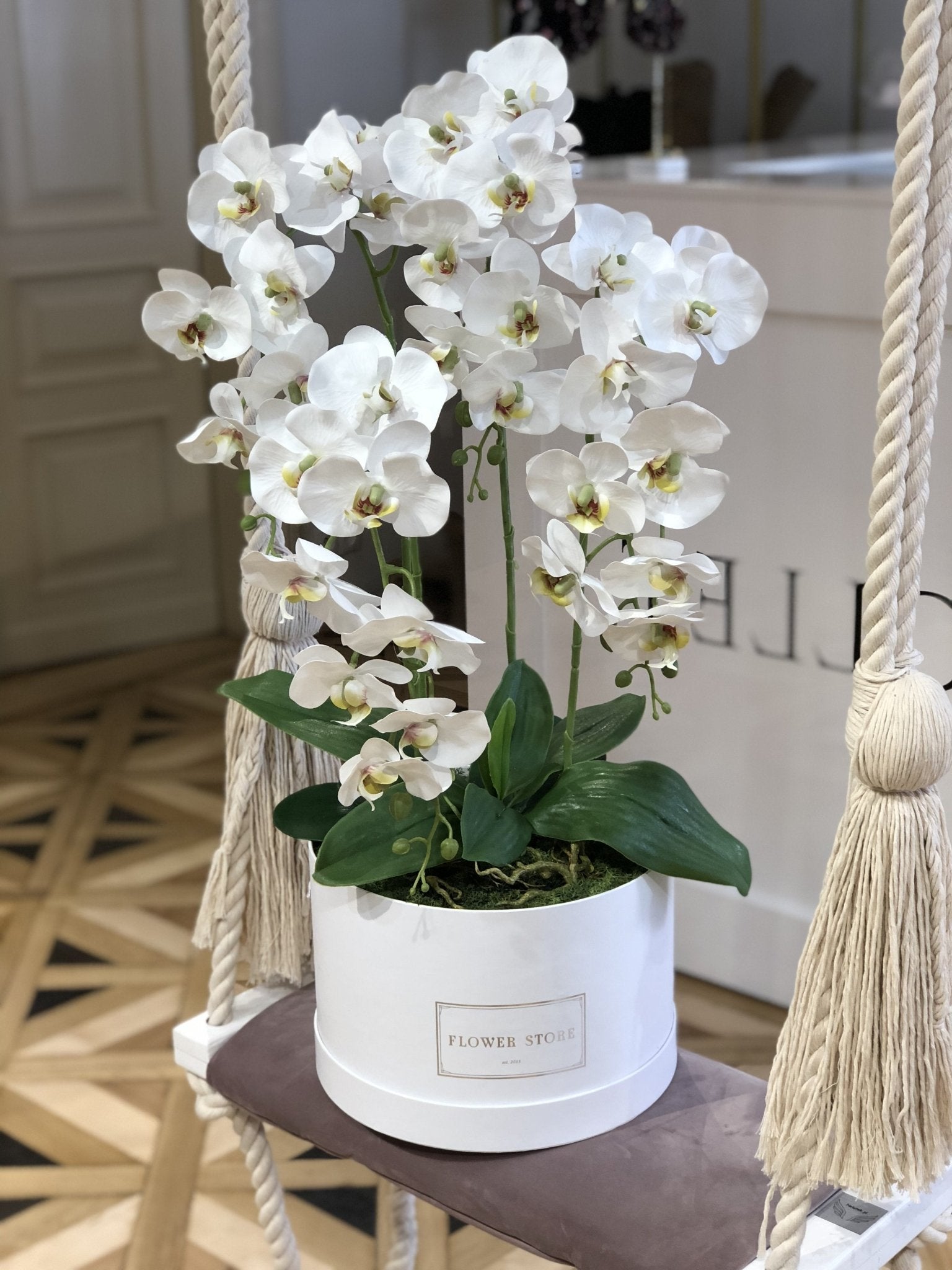 Ekskluzywny biały storczyk grande - kwiaty sztuczne - kwiaty Flower Store Warszawa