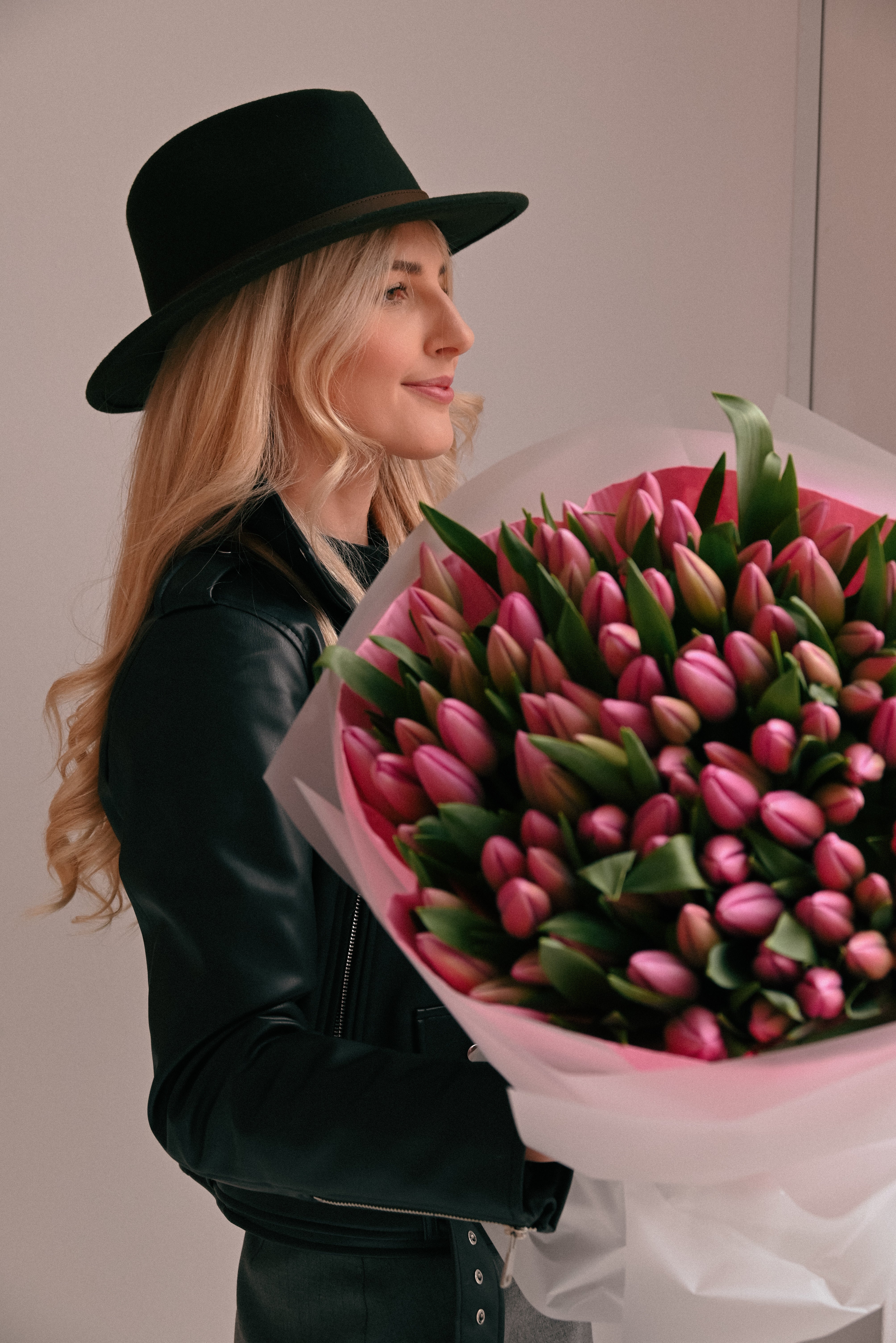 Bouquet of pink tulips