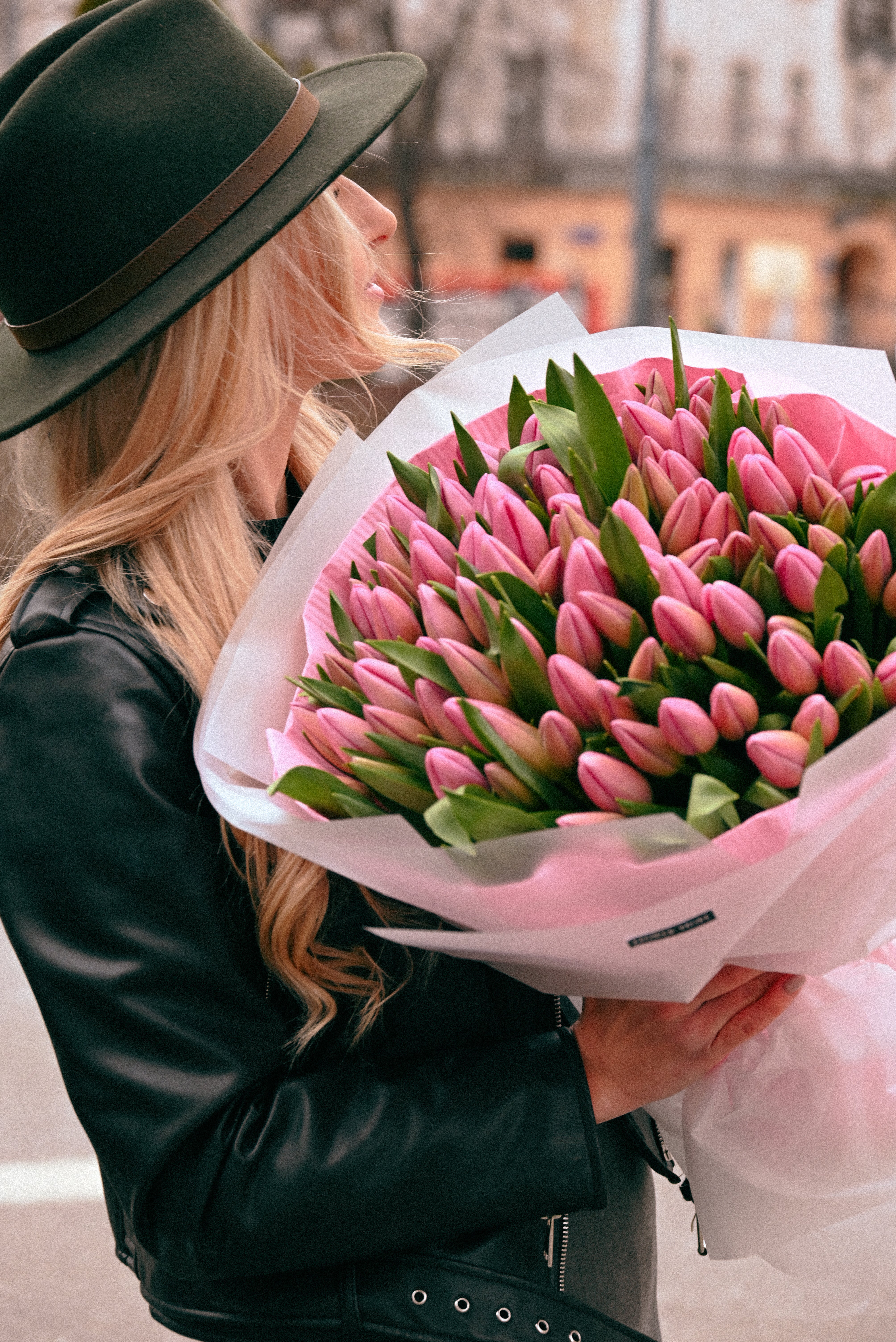 Bouquet of pink tulips