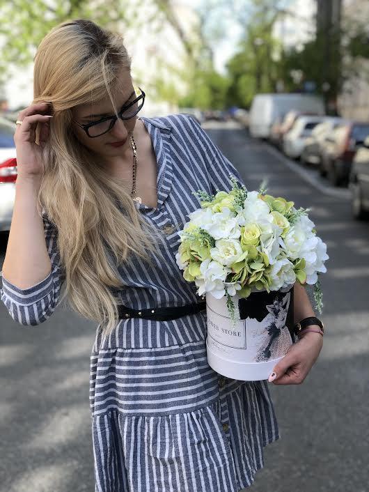 White Bride - green white composition - artificial flowers