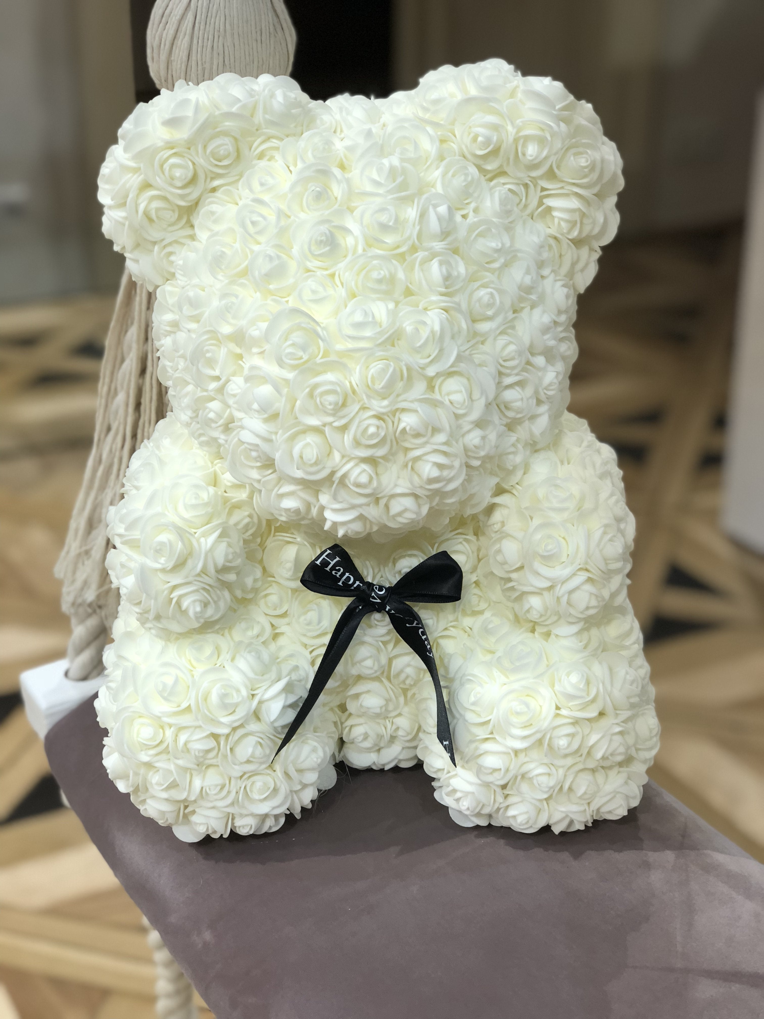 Bright cream floral bear