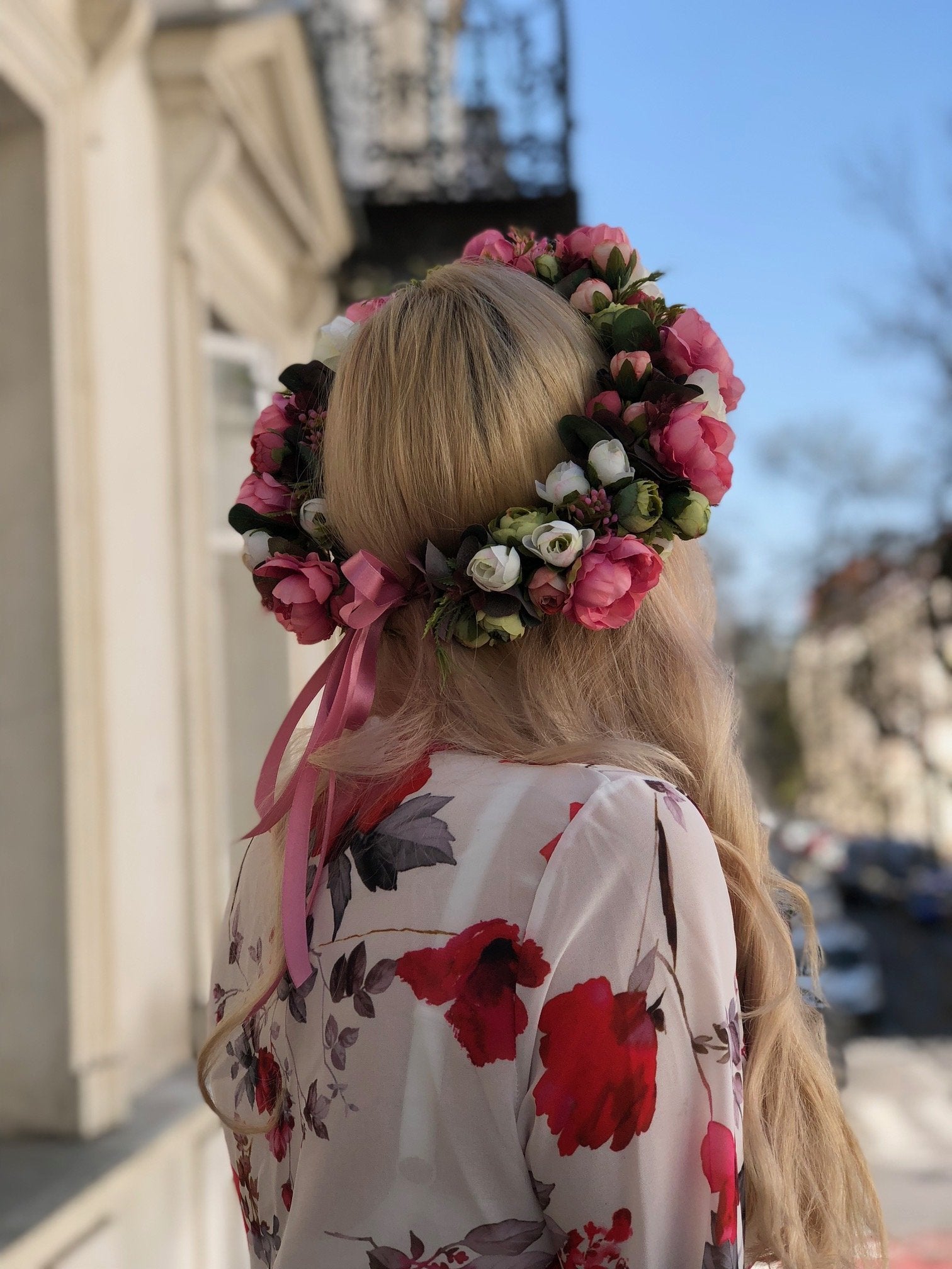 Head wreath - Romantic Love - artificial flowers