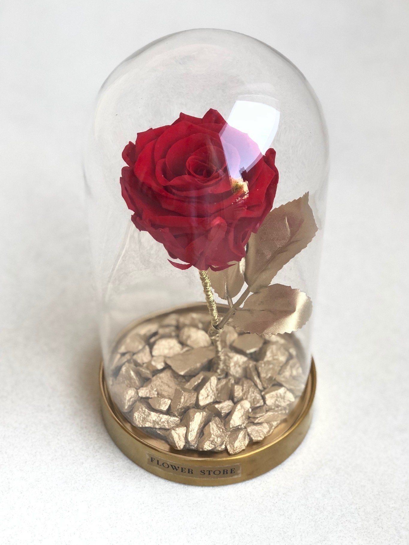 Eternal rose in a glass dome