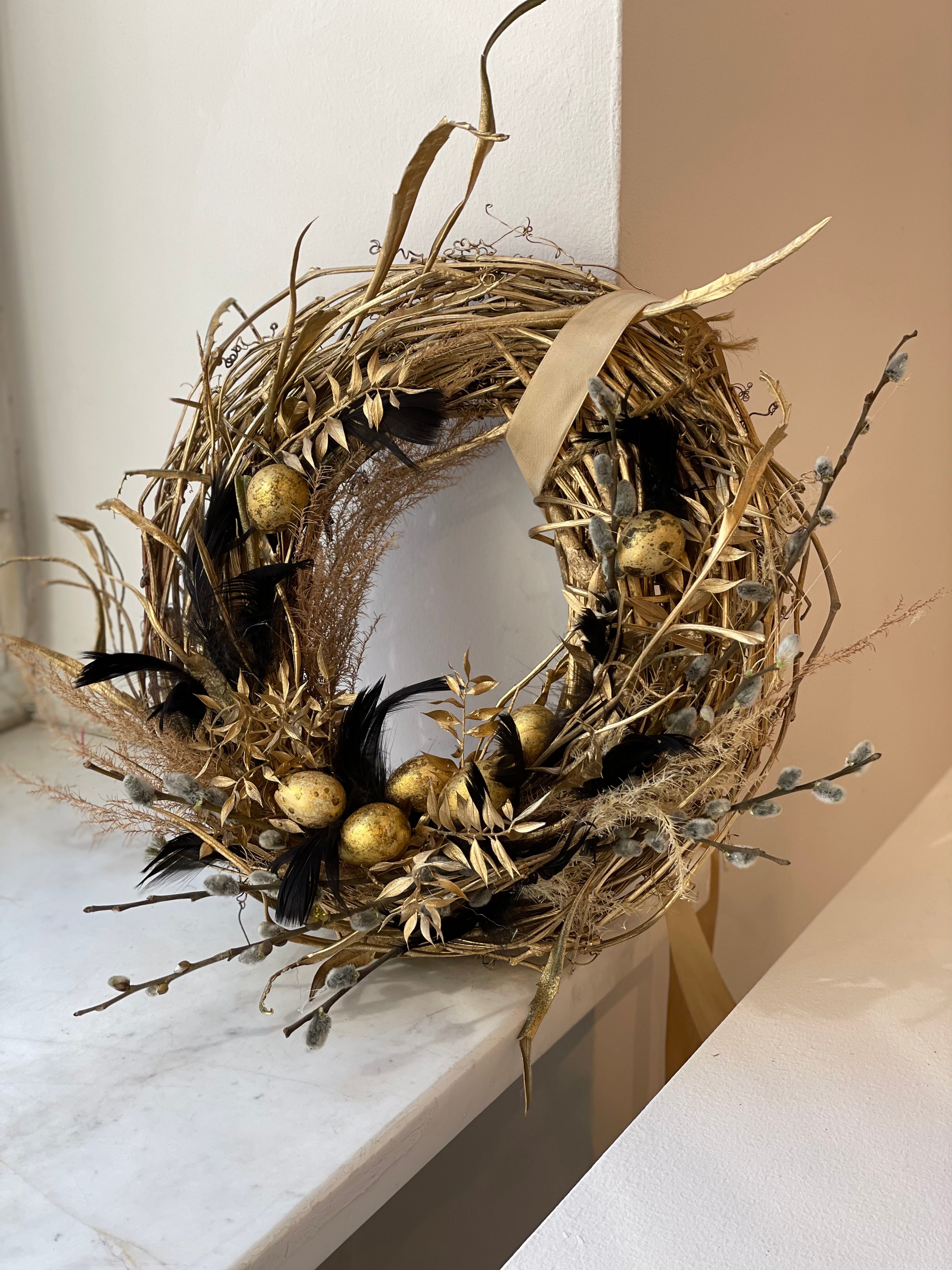 Wianek wielkanocny - Gold Branches